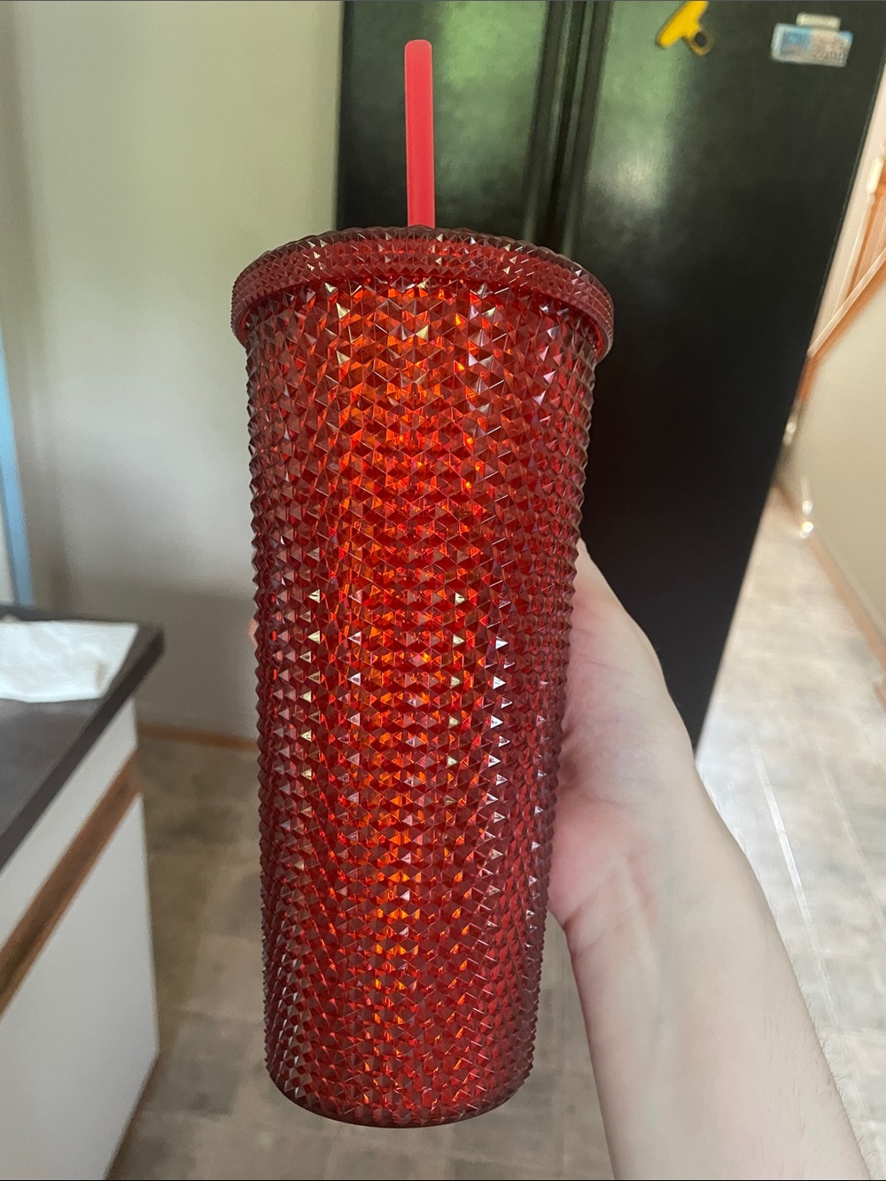 Red Faceted Tumbler with Straw - Home Accents for Starbucks drinkers